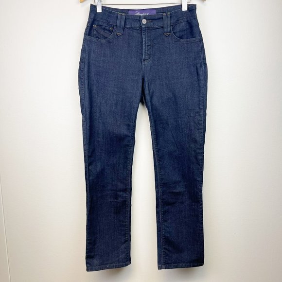 NYDJ Hayden Mid Rise Straight Leg Jeans Dark Wash Women's Size 6 Petite - Picture 2 of 13